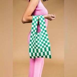 Off To Brunch Knit Tote in Checker DRESSED IN LALA